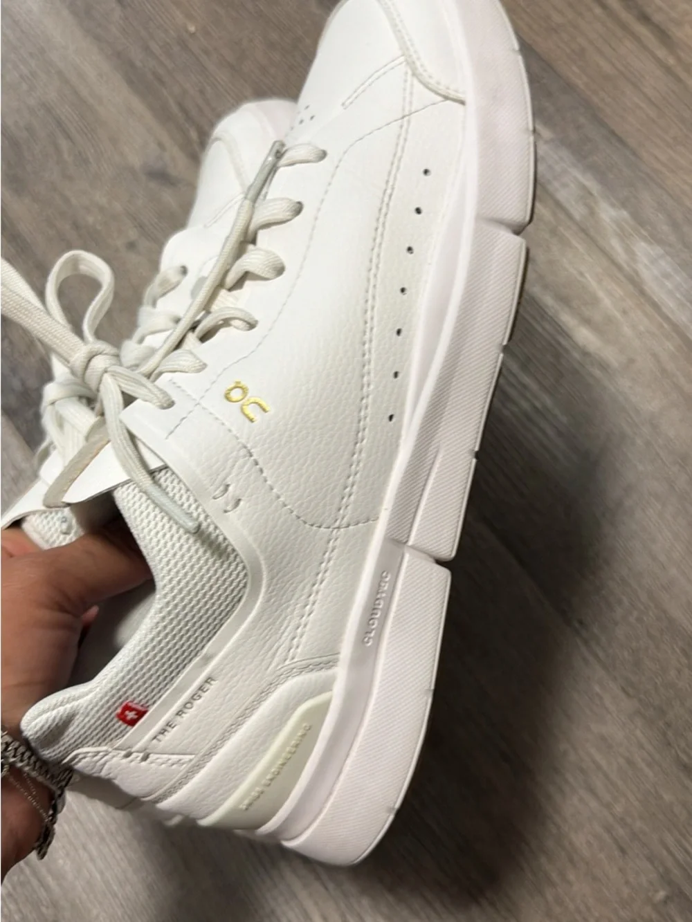 On Running The Roger Centre Court Sneakers — White with Gold Accents